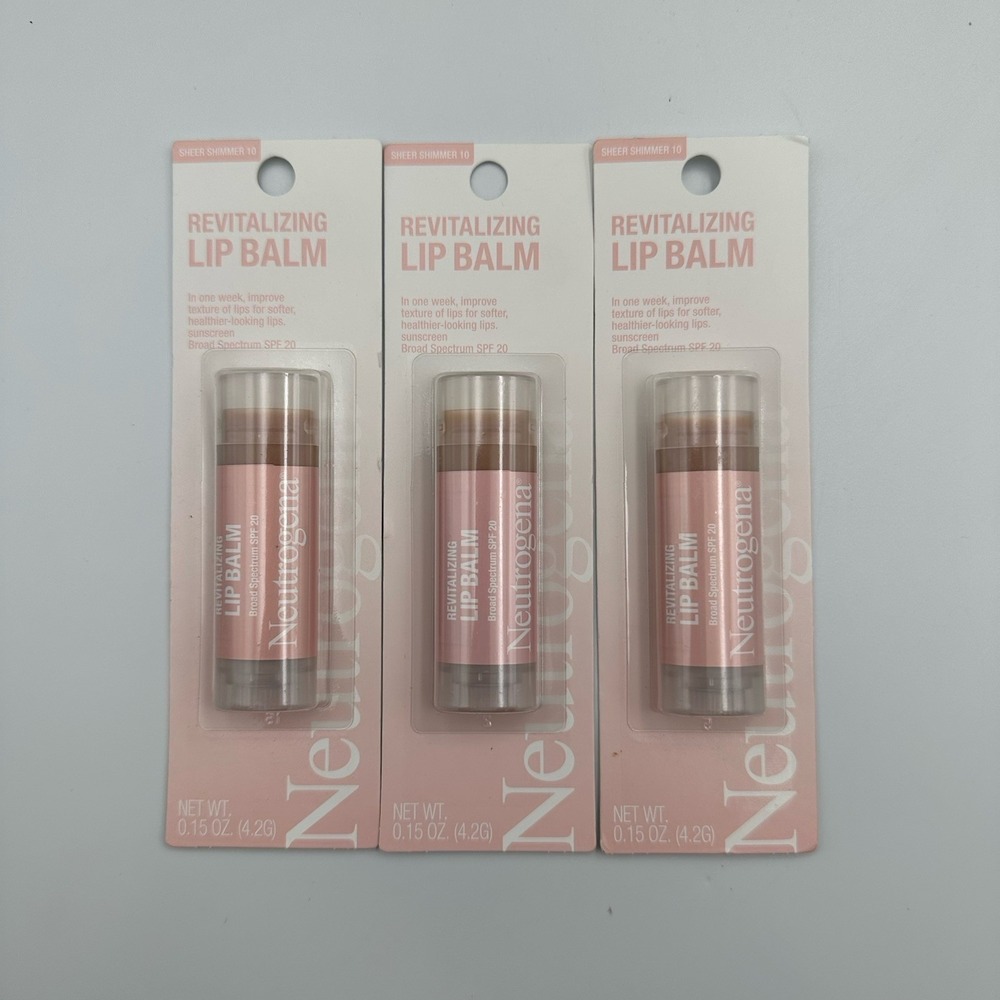 (3) Neutrogena Revitalizing Lip Balm # 10 Sheer Shimmer SPF20‎